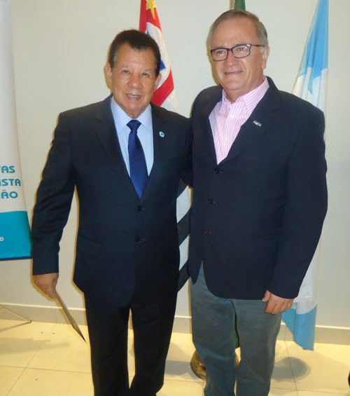 Vitor Fernandes, presidente eleito do Sincovam, e Dimas Zulian, presidente da ACIA