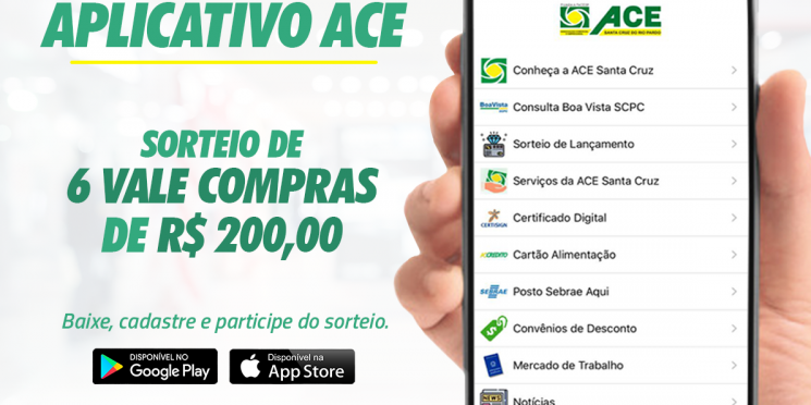 Segundo sorteio do App da ACE Santa Cruz será no dia 8 de outubro